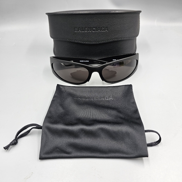 Balenciaga Geometric Aluminum Sunglasses BB0290S-001 Black Frame Grey Lenses - Picture 1 of 12